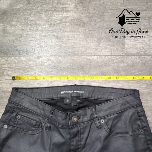 INC International Concepts Coated Denim Mid Rise Skinny Jeans Size 12 - Picture 3 of 6